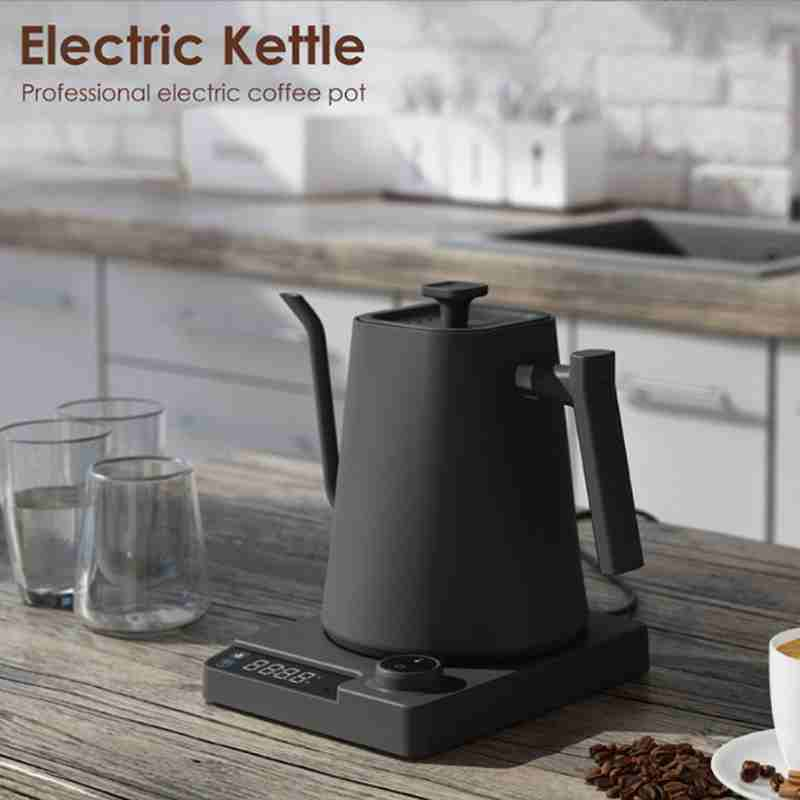 Modern minimalist coffee electric kettle with hand drawn spout and long spout