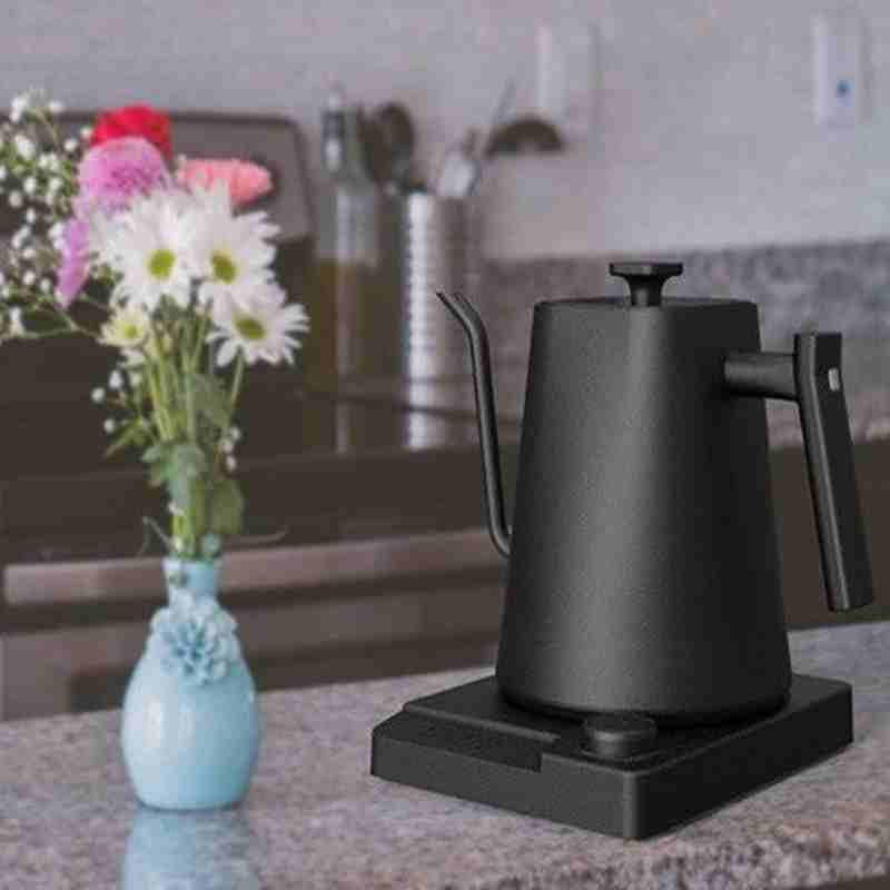 Modern minimalist coffee electric kettle with hand drawn spout and long spout